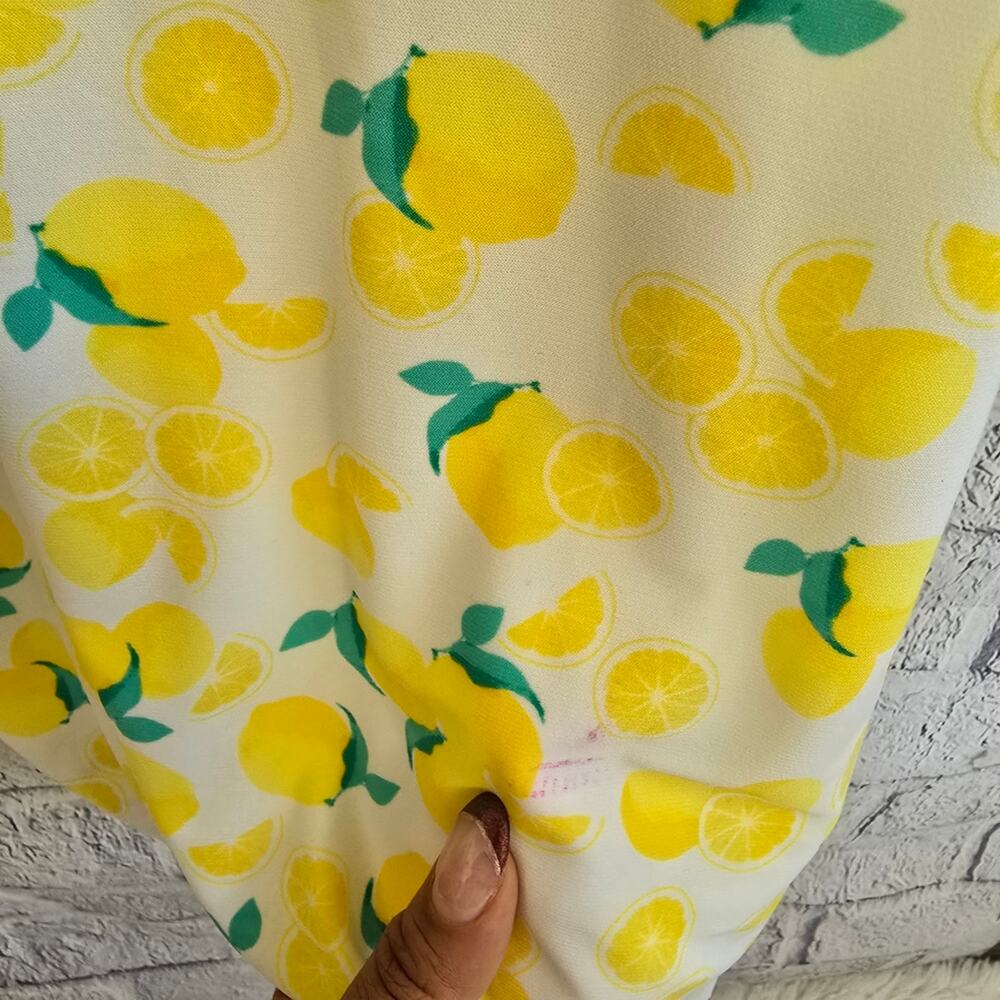 Pappagallo White Boho Spring‎ Lemon Print Butter Yellow Midi Dress Small - Picture 6 of 12